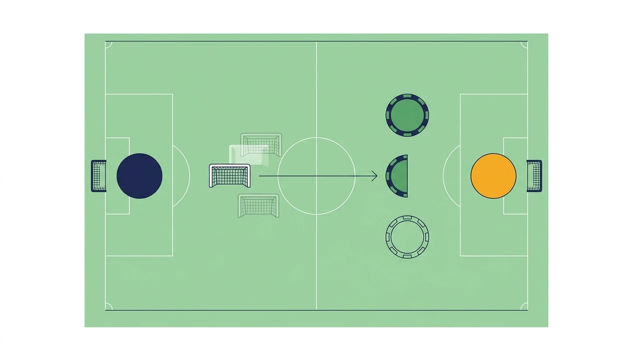 An overhead pitch diagram shows virtual goal tokens changing how a handicap bet settles.