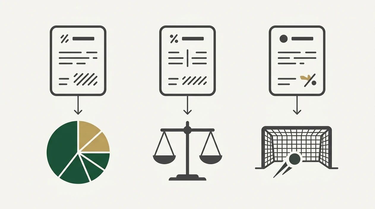 An abstract odds diagram links betting cards to probability symbols and football market icons.