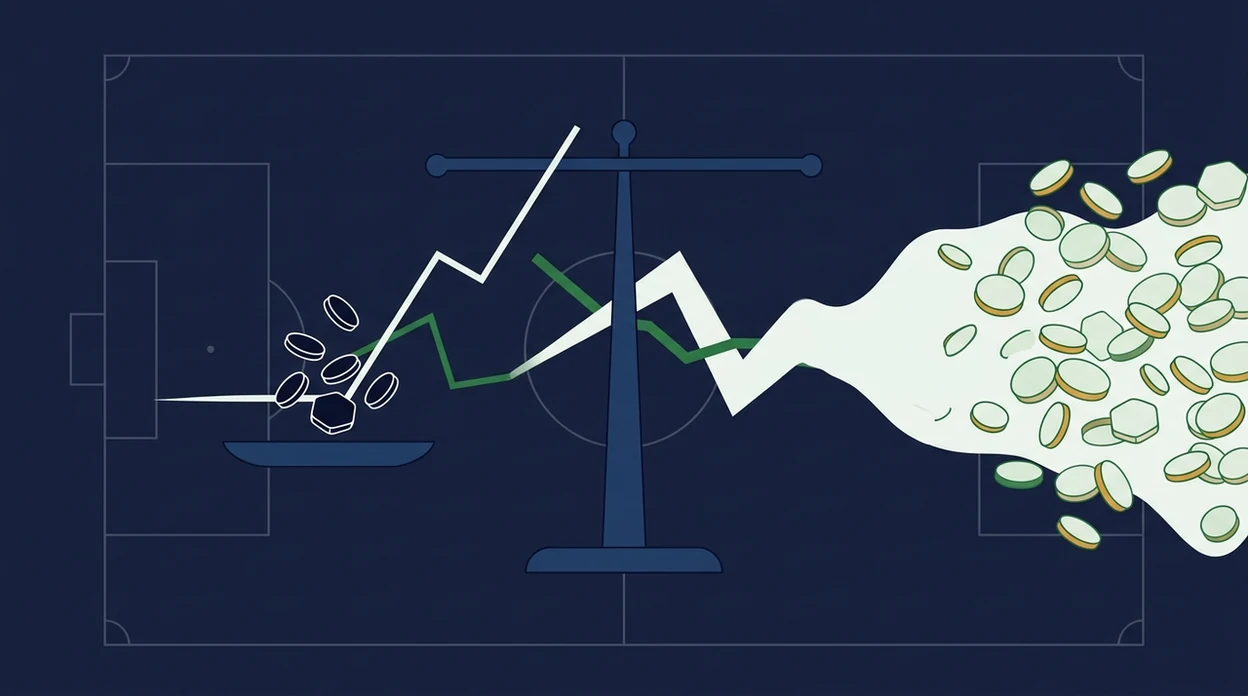 An abstract balance scale compares sharp betting pressure with a larger public betting wave.