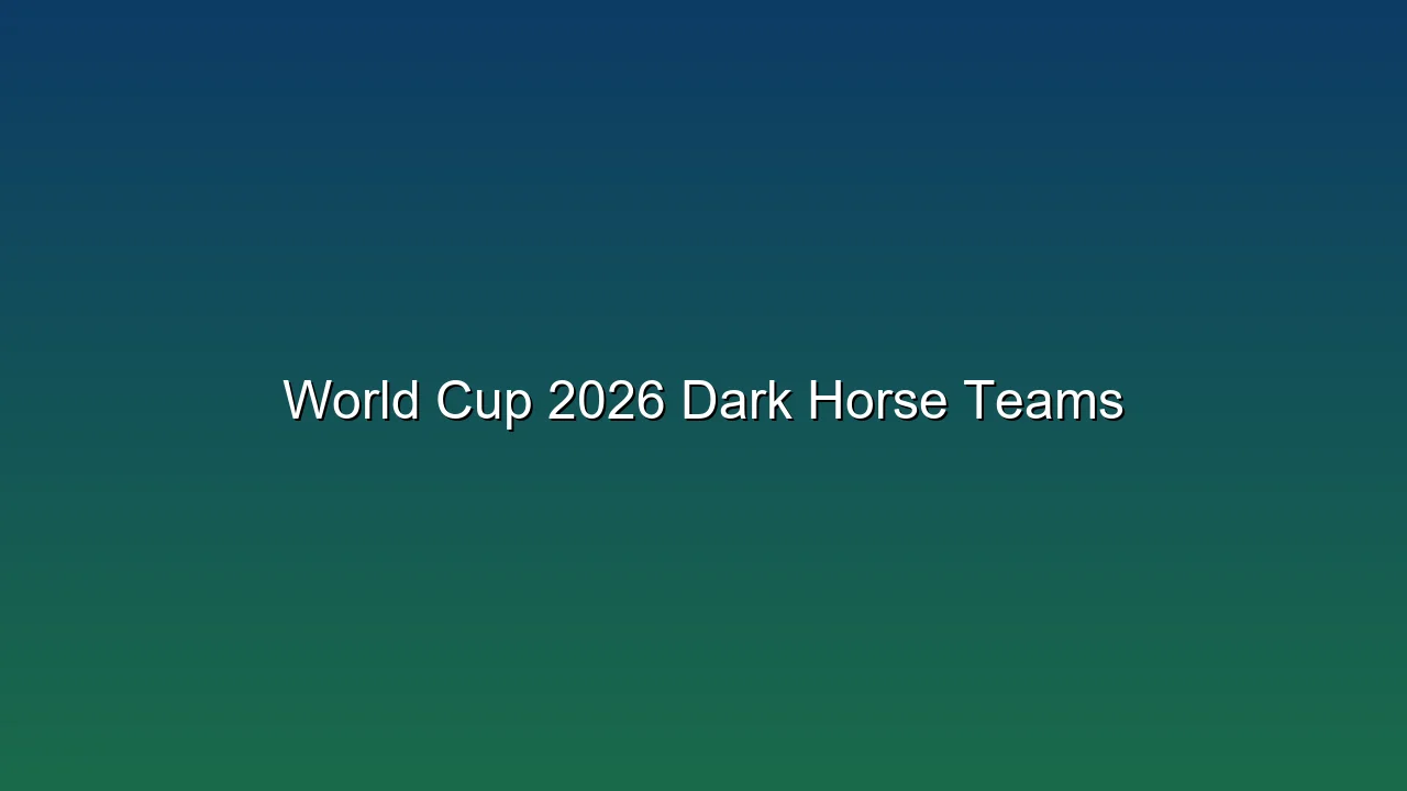 World Cup 2026 Dark Horse Teams