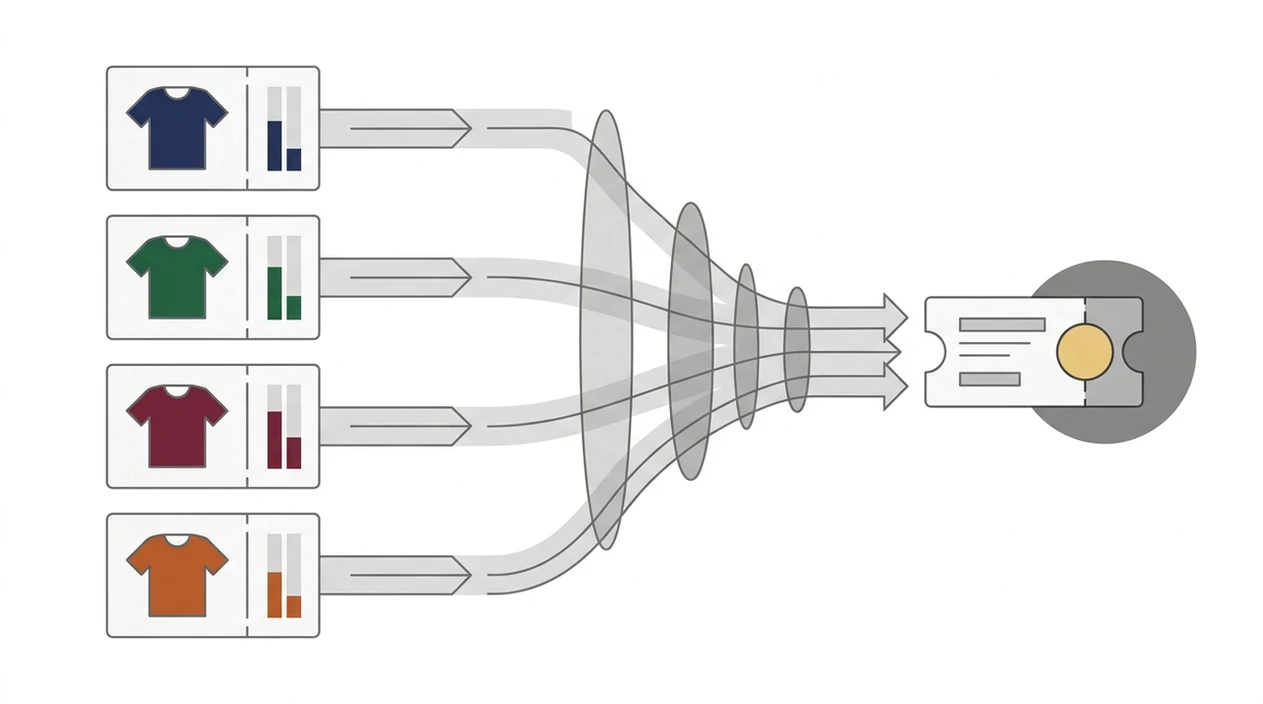A clean diagram shows four match picks narrowing into one combined accumulator ticket.
